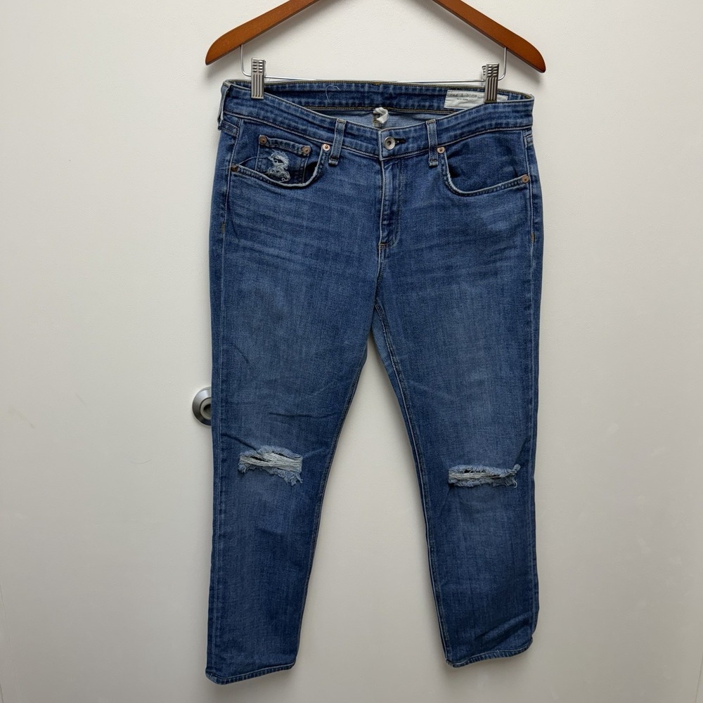 rag & bone Dre Jeans Women's 29 Distressed Low Rise Boyfriend Slim